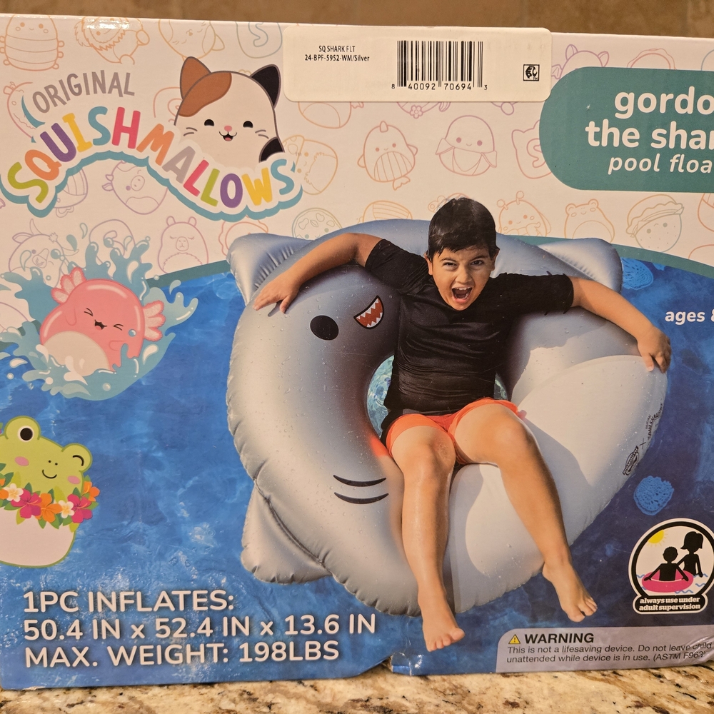 Squishmallows Gray Shark Pool Float - Gordon the Shark